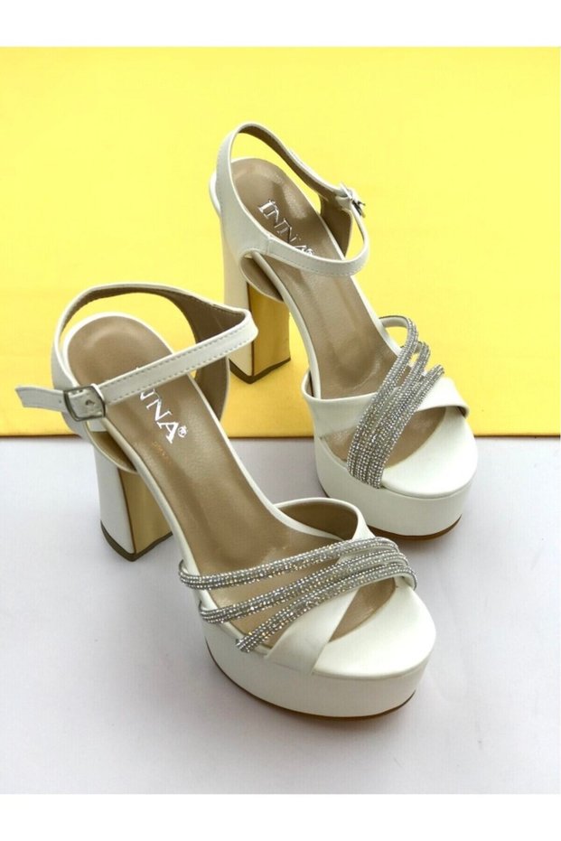 Women's Strappy Evening Dress Shoes with Stone Heels Benasa