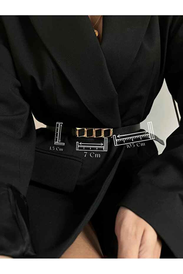 Basic Women's Trouser Belt, Jacket Belt, Dress Belt, Shirt Belt with Thin Chain Buckle