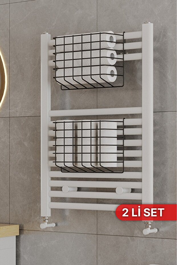 Bino 2 ADET Banyo Düzenleyici Organizer Şampuanlık Havlupan Askısı Havluluk Siyah Banyo Rafı Mutfak Rafı