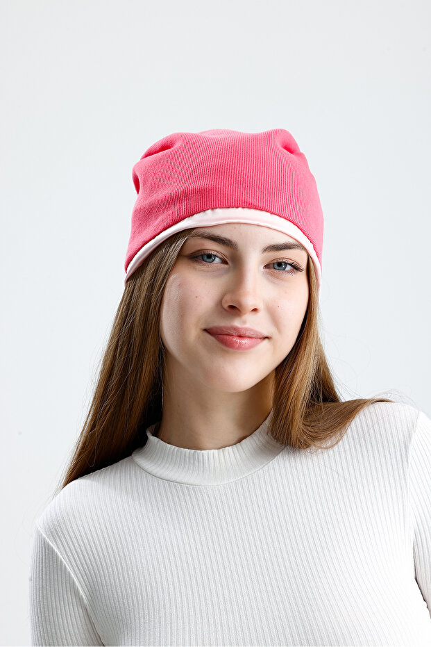 Silkworm Life %100 Pure Silk Lined Beret Hair-Friendly Handmade Natural Bursa Silk Stylish Women's Beret - Pink