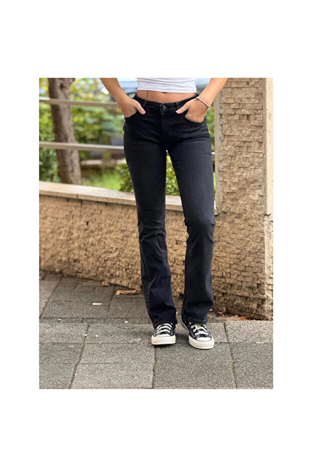 Siyah Bootcut Pantolon - 5
