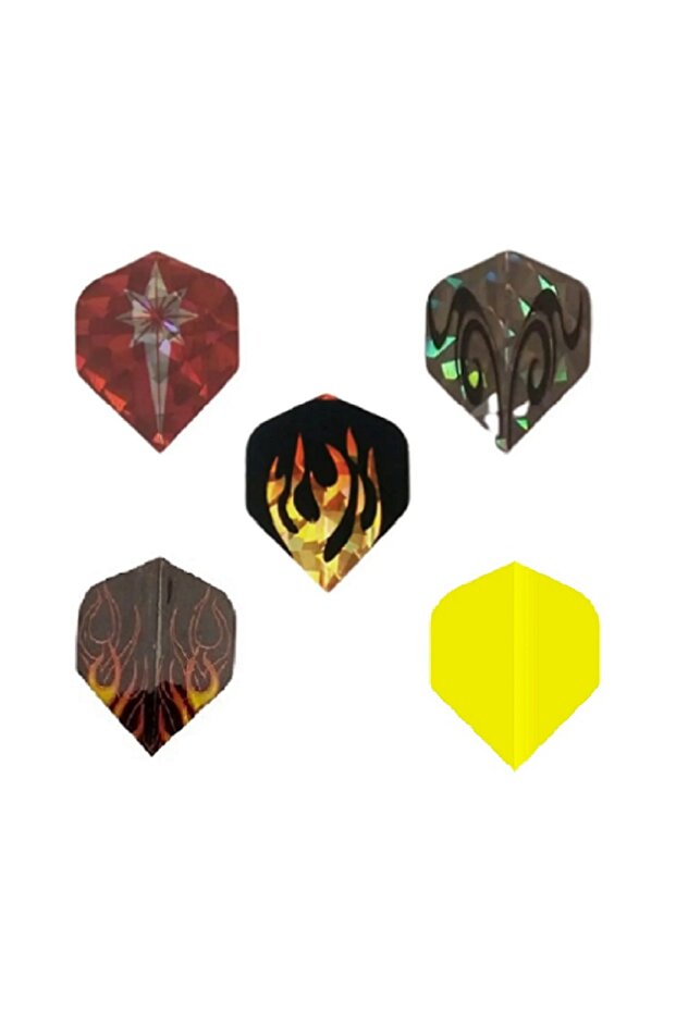 15 Adet (5 FARKLI TAKIM) Hologramlı Parlak Standart Tasarım. Dart Flight-flayt Set - 5