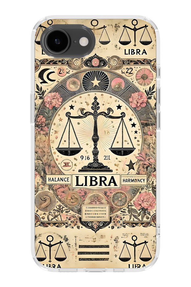 iPhone 17E Compatible Libra Zodiac Sign Patterned Transparent Phone Case