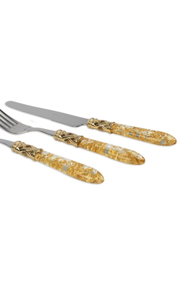 Gold Pullu 75 Parça Çatal Kaşık Bıçak Seti - 2