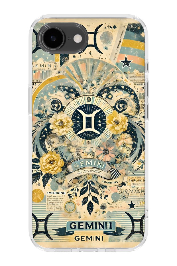 iPhone 17E Compatible Gemini D Patterned Transparent Phone Case