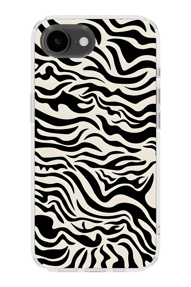 iPhone 16E Compatible Zebra Patterned Transparent Phone Case