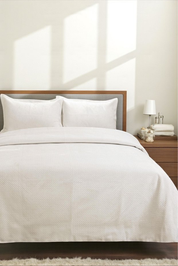 Premium Luxury Velvet Double Bedspread Set (3 Pieces) - 250X260 cm - with Pvc Bag