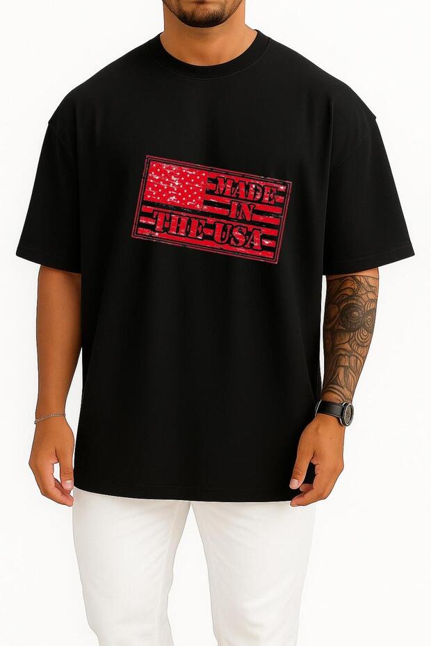 Oversize United States Rubber Stamp Drawing Chest Design Unisex T-Shirt