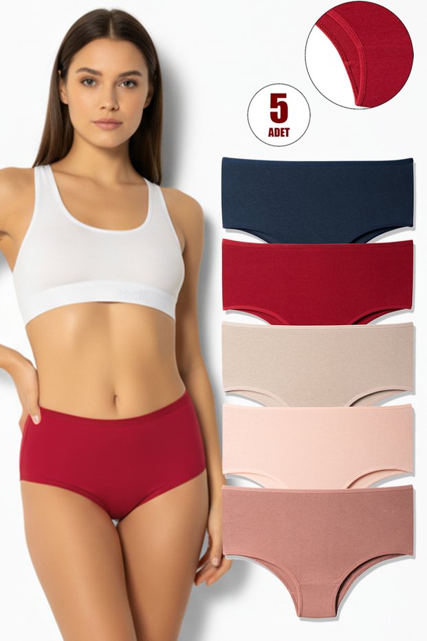 Women's High Waist Cotton Lycra 5-Piece Panties