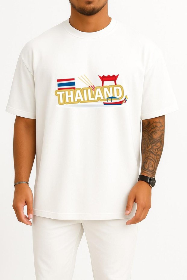 Oversize Thailand Logo, Flag of Thailand Logo Chest Design Unisex T-Shirt