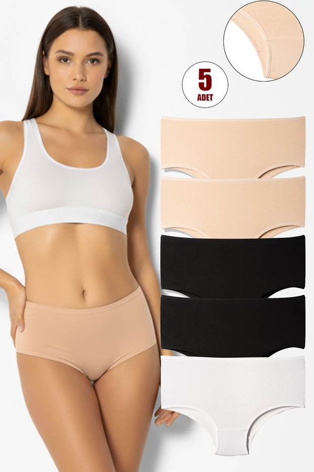 Women's High Waist Cotton Lycra 5-Piece Panties