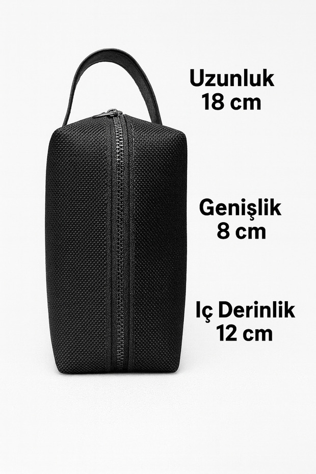 حقيبة يد من الجلد الصناعي من Dopp Kit، تصميم أنيق للجنسين، باللون الأسود