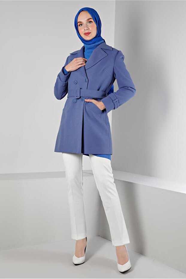 معطف بأزرار وحزام 90359 - 2