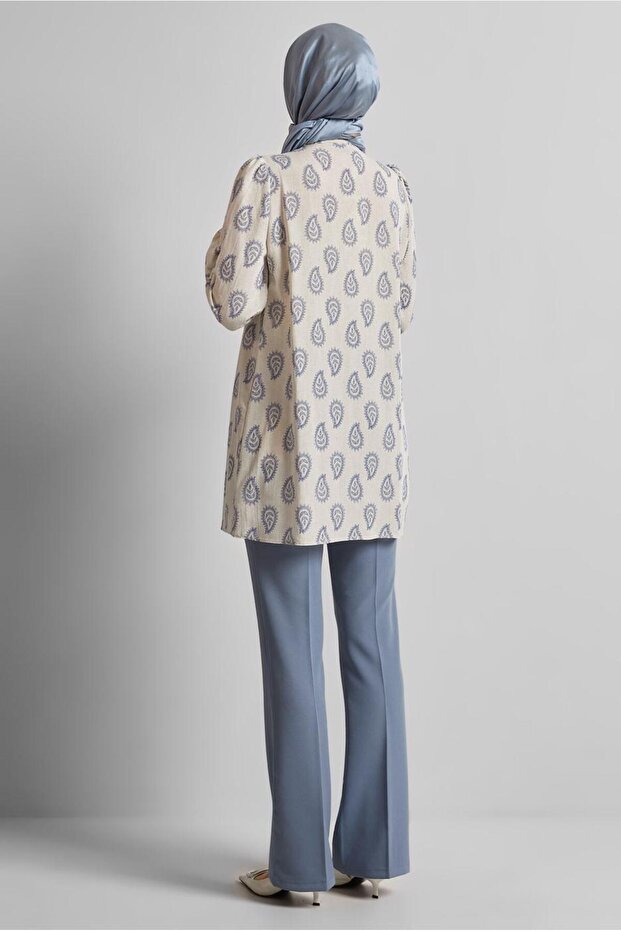 تونيك منقوش من الكتان 45590 - 4