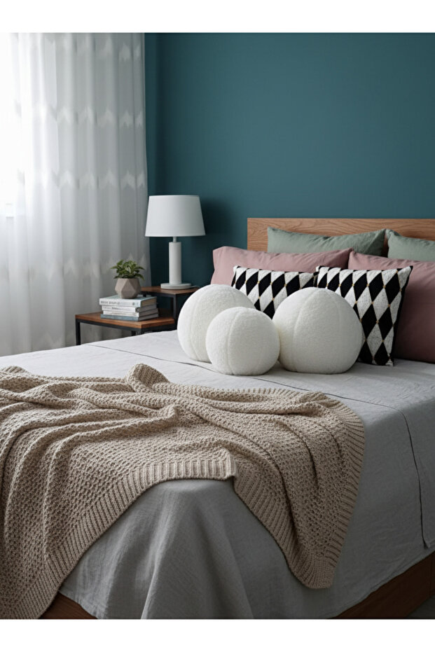 3-Piece Throw Pillow / Pillow 2 Large Ecru / 1 Small Ecru (42cm / 25cm) - 3