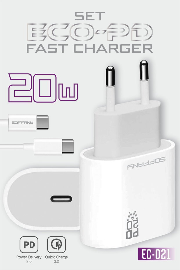 EC-021 20W ECO-PD Hızlı Şarj USB-C to Type-C - 1