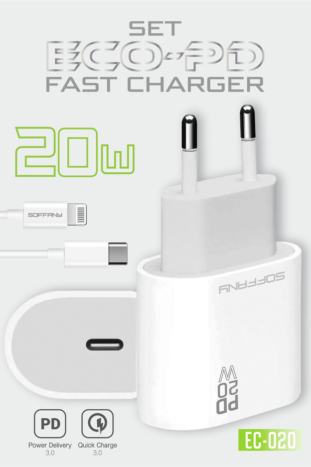 EC-020 20W ECO-PD Hızlı Şarj USB-C to Lightning - 1