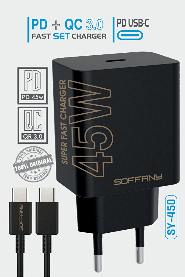 SY-450 45W PD TURBO C-to-C Şarj & Data Kablosu - 1