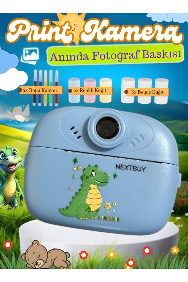 İTHALCİM Çocuk Fotoğraf Makinesi Dijital HD Video Kamera Anlık Termal Resim Kağıt Baskılı Yazıcı