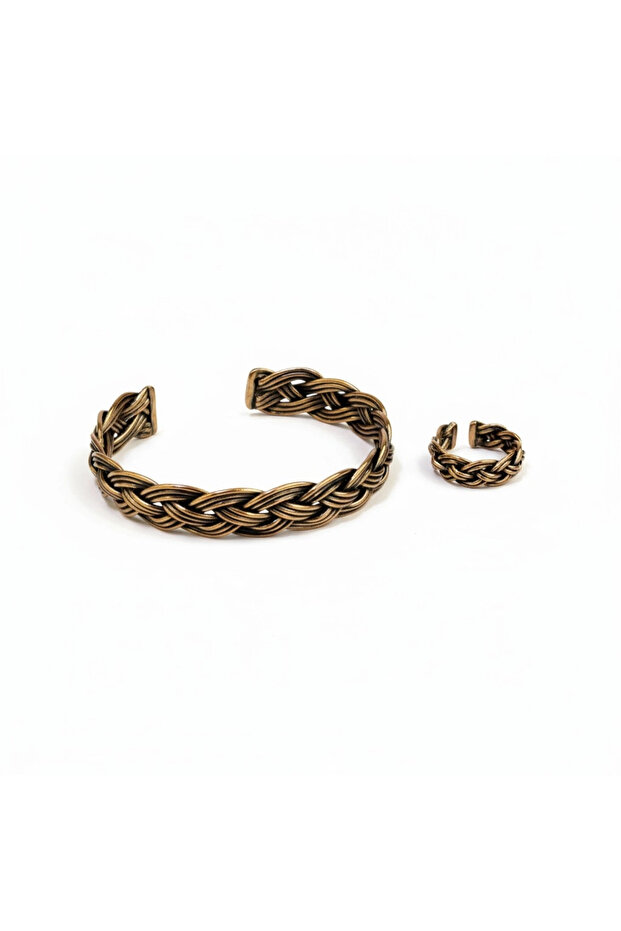 Bakır Tel Örme Bileklik ve Yüzük - 2