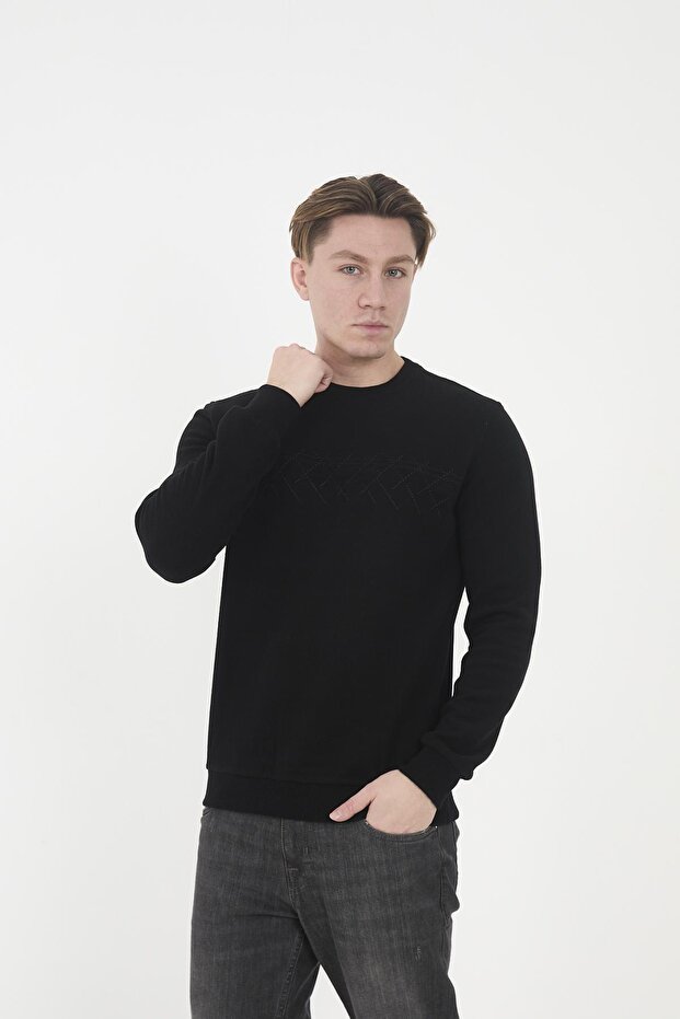 Hanorac negru cu model CloudFit Basic pentru bărbați - 2