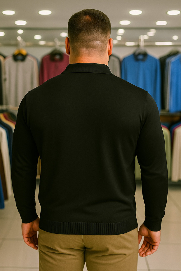 Pánska mikina na zips základnej veľkosti v čiernej farbe - 4