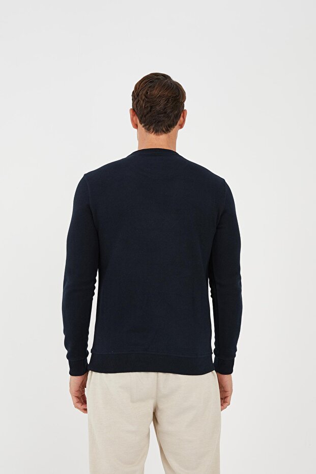 Hanorac pentru bărbați CloudFit Basic Long Crew cu model bleumarin - 5