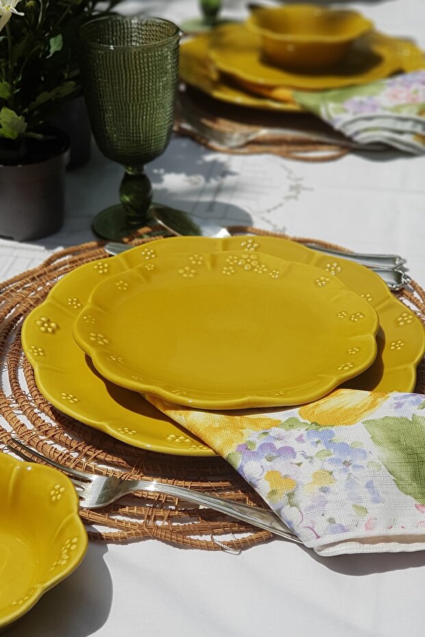 Fiori 5 Parça Ahşap Ayaklı Kek Stand (30cm), Sunum Ve Pasta Tabak (21cm) Seti - 5