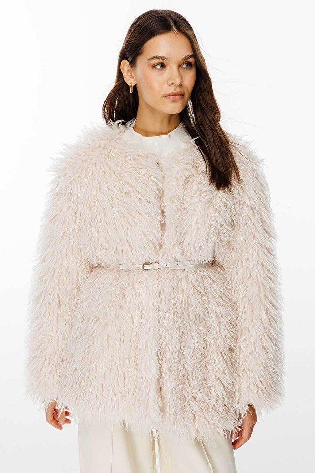 Selection Fluffy Feather Ecru Jacket - 7