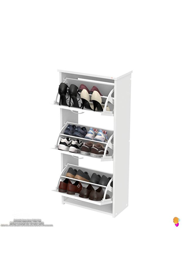 WEST Asma Kapı Önü 52x116x26 cm’lik 3 Düşer Kapak 6 Göz Bölmeli Ayakkabılık - 7