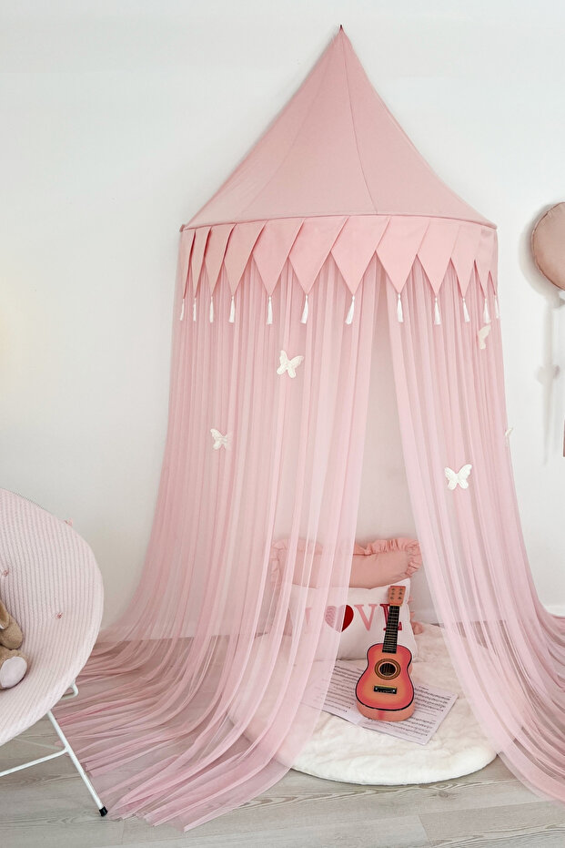 Tül Pembe Duvar Tentesi Plus Model - 3