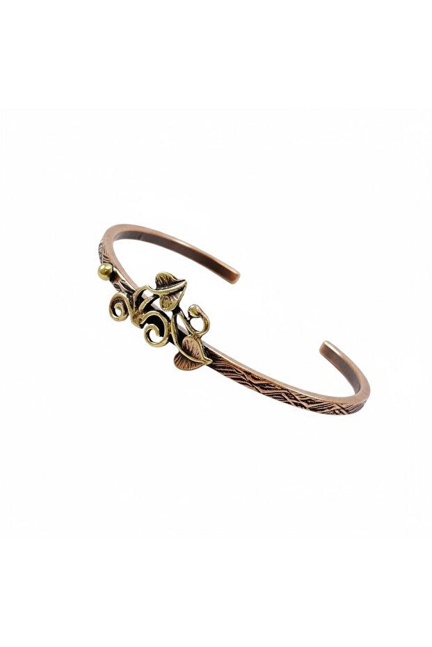 Leaf Figured Tree Bark Copper Bracelet - 5