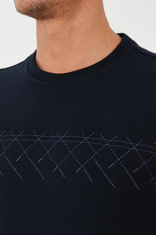 Hanorac pentru bărbați CloudFit Basic Long Crew cu model bleumarin - 4