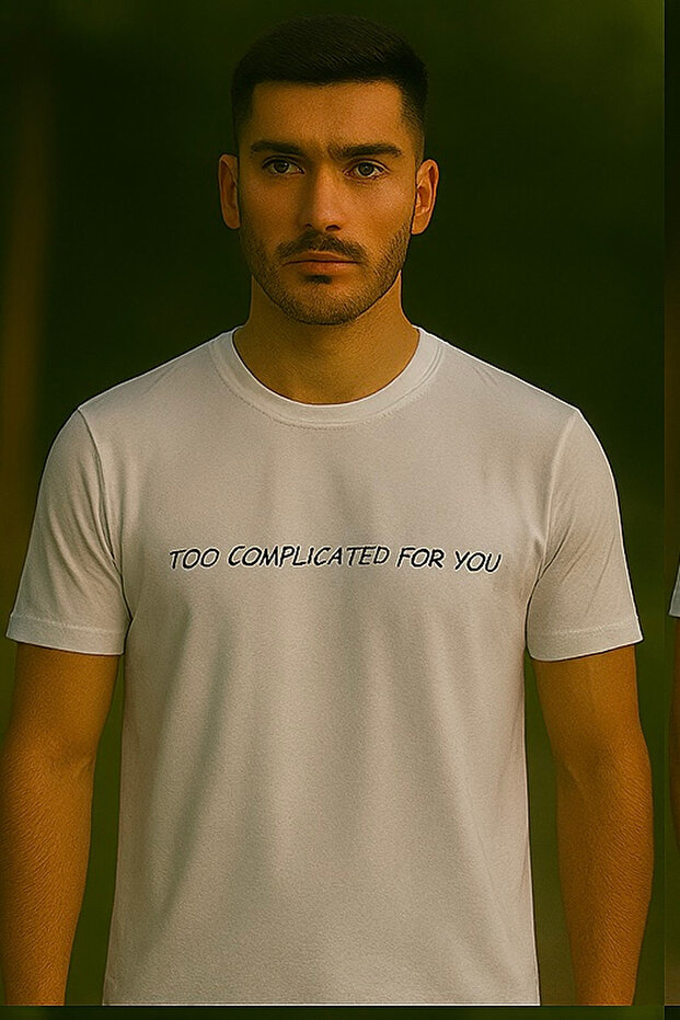 Men's Cotton Lettered Short Sleeve Loose White Basic T-Shirt