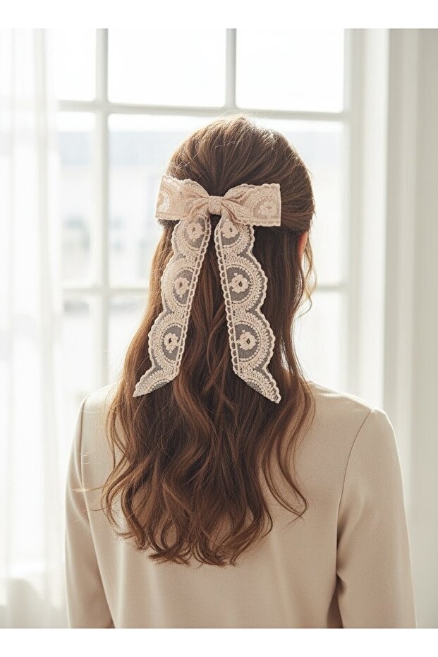 Romantic Long Tail Lace Bow Buckle, Handmade, Adult Women's Automatic Bow Buckle Gift