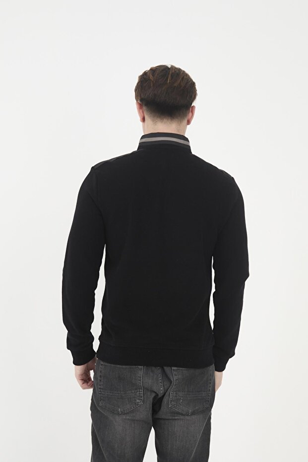 Men's Polarcore Half Zip Basic Plain Black Sweatshirt - 5