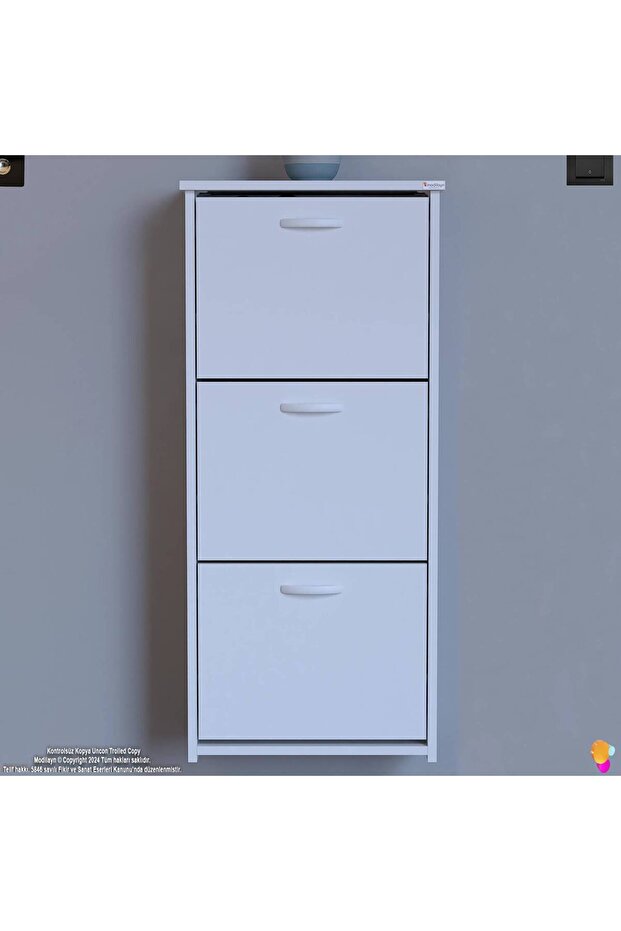 WEST Asma Kapı Önü 52x116x26 cm’lik 3 Düşer Kapak 6 Göz Bölmeli Ayakkabılık - 3