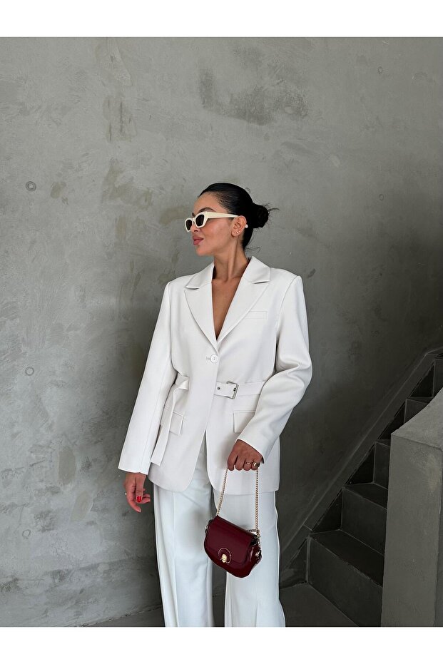 Kadın Kemerli Premium Ceket - 1