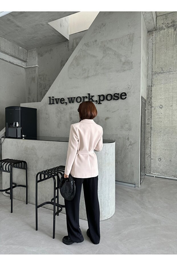 Kadın Kemerli Premium Ceket - 6