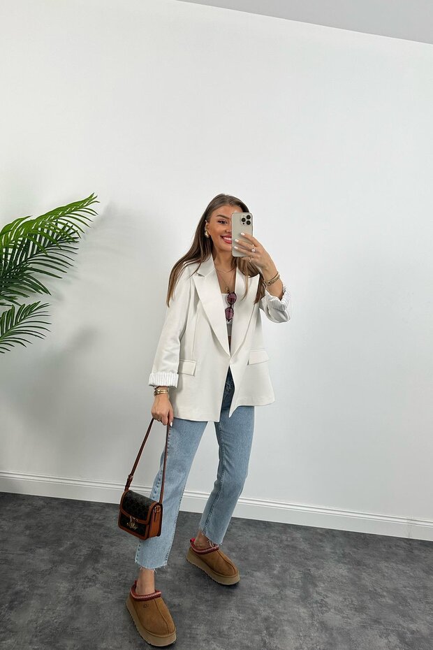 Kadın Kolu Katlamalı Ceket - 5