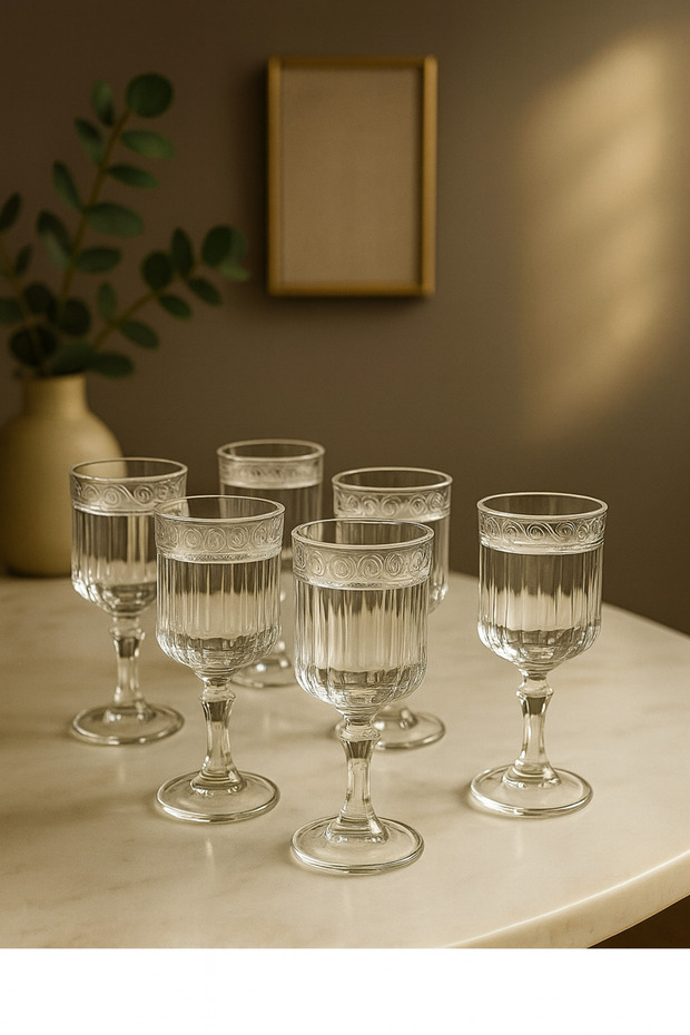 6 Glass Footed Coffee Side Water Glasses 75 ml