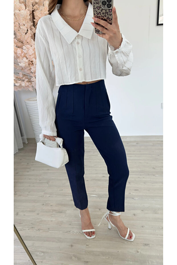 Collared Carrot Trousers - 3