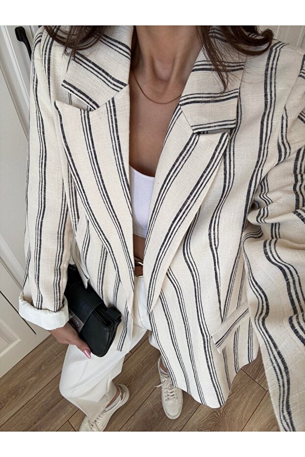 Striped Linen Jacket - 7