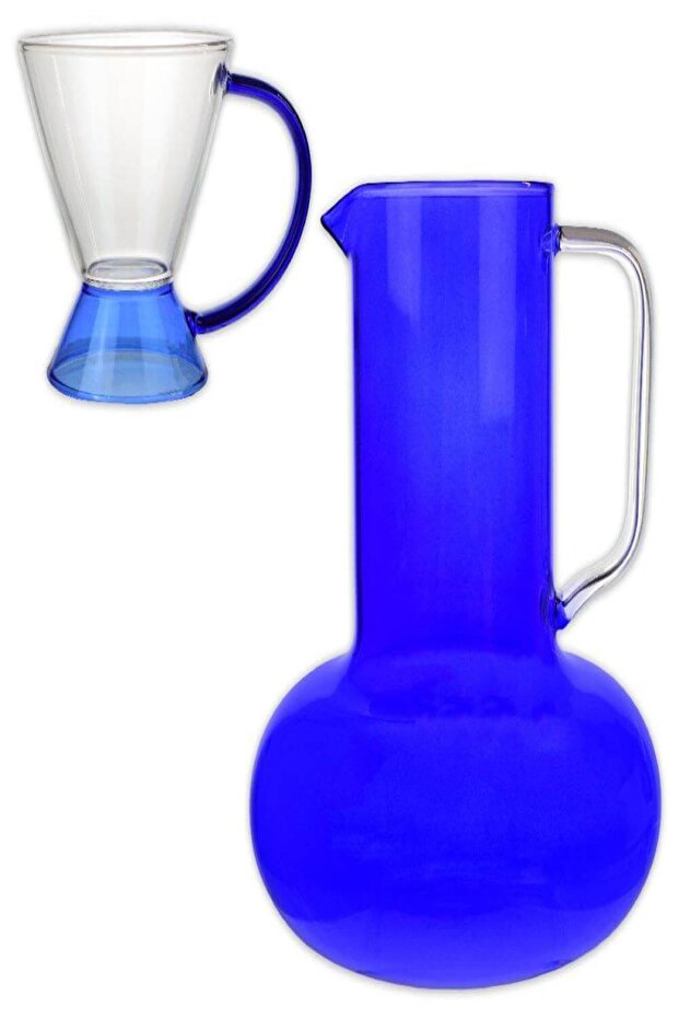 Cam Kulplu Mavi Sürahi 1200 Ml Mt-013 - 2