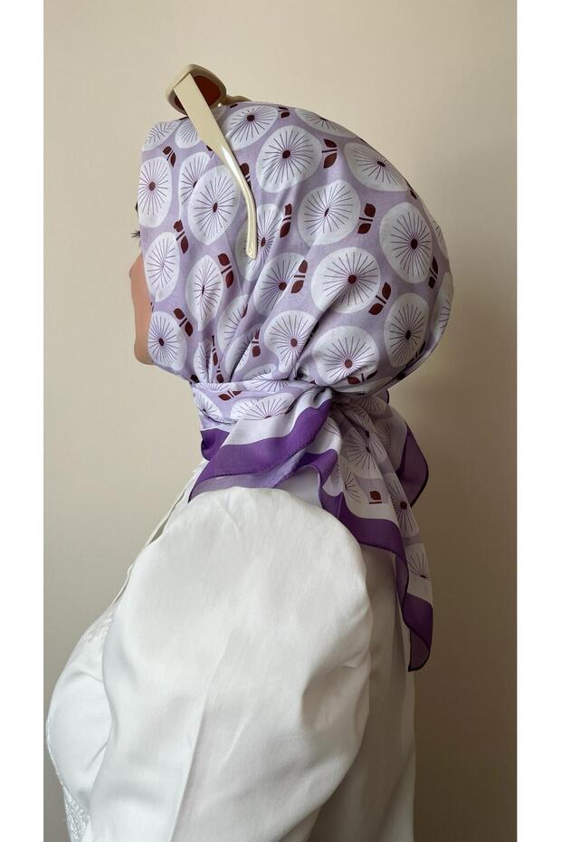 Retro Bloom Patterned Lilac Soft Scarf - 4