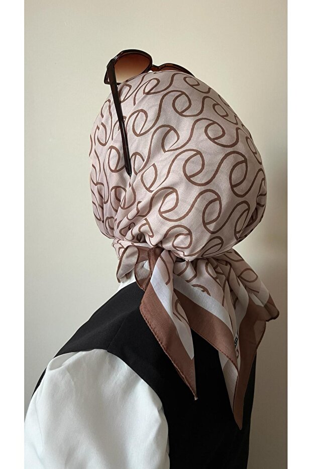 وشاح ناعم بني منقوش ملفوف - 5