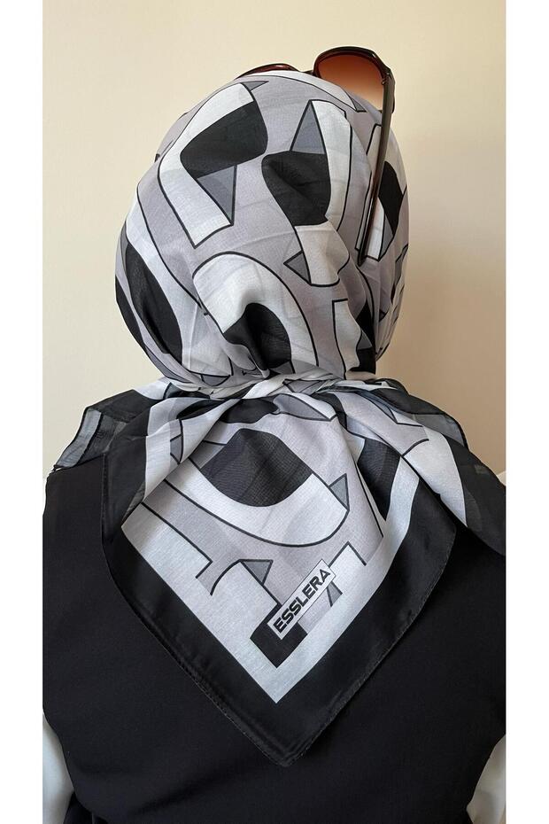 Patterned Black Soft Scarf - 4