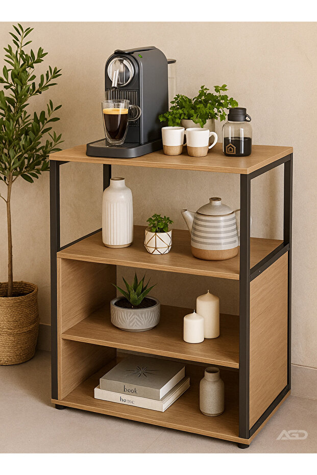 Console Entry Table, Coffee Corner Table, 4-Shelf Side Table Meets All Your Needs 70*40*88 cm - Brow - 3