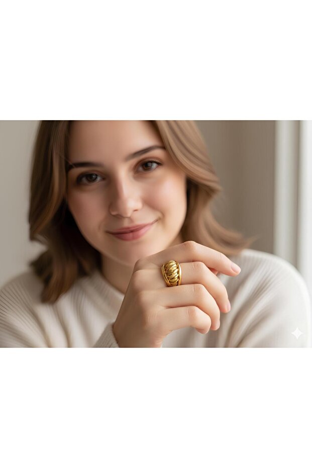 خاتم فولاذي قابل للتعديل بنمط متموج - 3