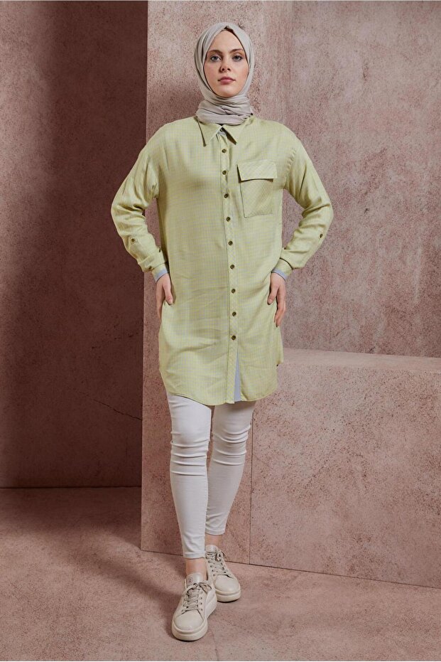 تونك منقوش من القماش القطني 44478 - 1